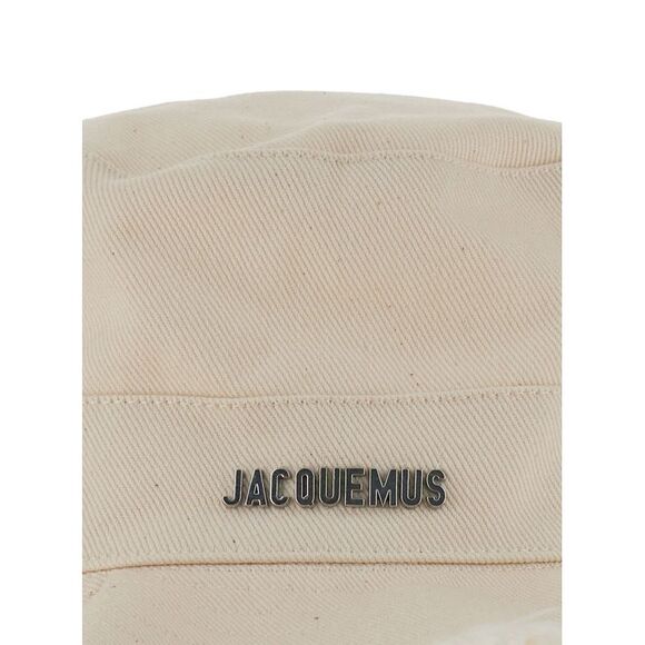 Jacquemus Men White Fisherman Hat With Logo Detail  In Cotton Man - Picture 3 of 3